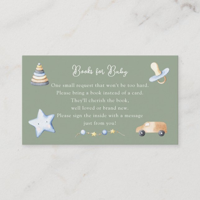Adventure Boy Baby Toy Baby Shower Book Request Enclosure Card (Front)