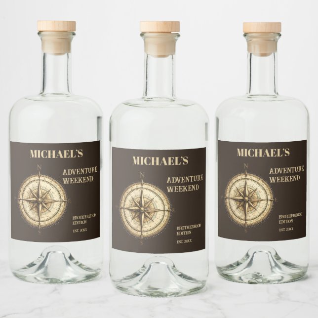 Adventure Cabin Trip Bachelor Party Rustic Camping Liquor Bottle Label (Bottles)