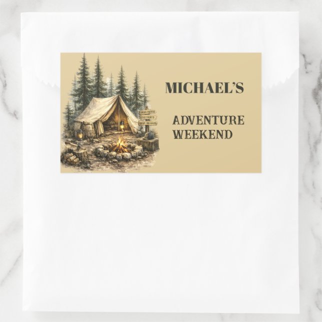 Adventure Cabin Trip Bachelor Party Rustic Camping Rectangular Sticker (Bag)