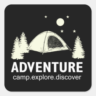 Adventure Camp Explore and Discover Square Sticker