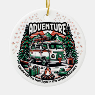 Adventure Camper Van Christmas Ceramic Ornament