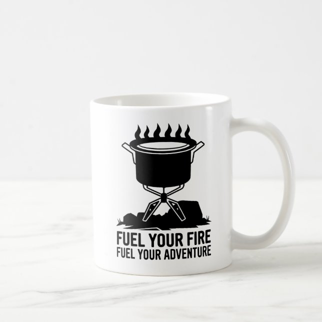 Adventure Camping Cooking Fire Graphic Design Coffee Mug (Right)
