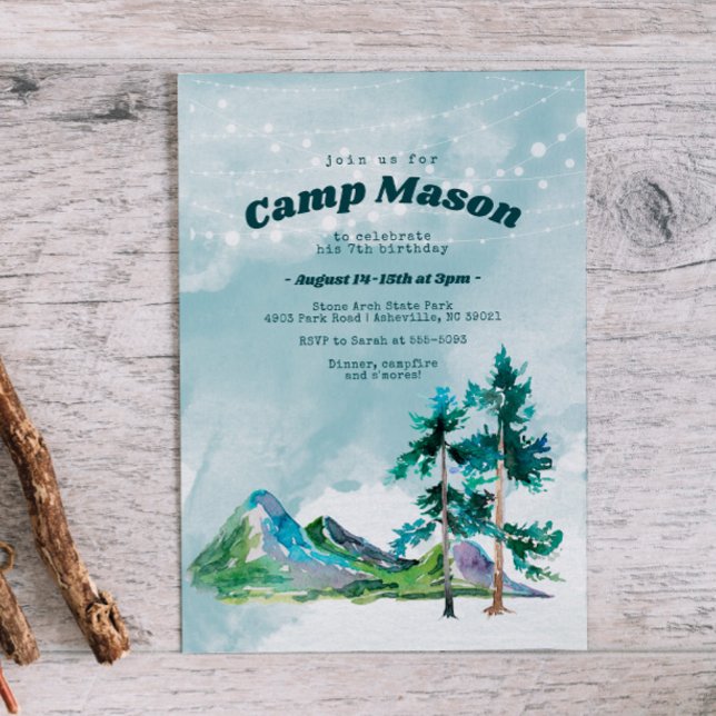 Adventure Camping Sleepover Birthday Invitation (Creator Uploaded)