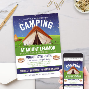 Adventure Camping Smores Camp Out Birthday Invitation