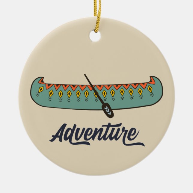 Adventure Canoe Ceramic Ornament (Front)