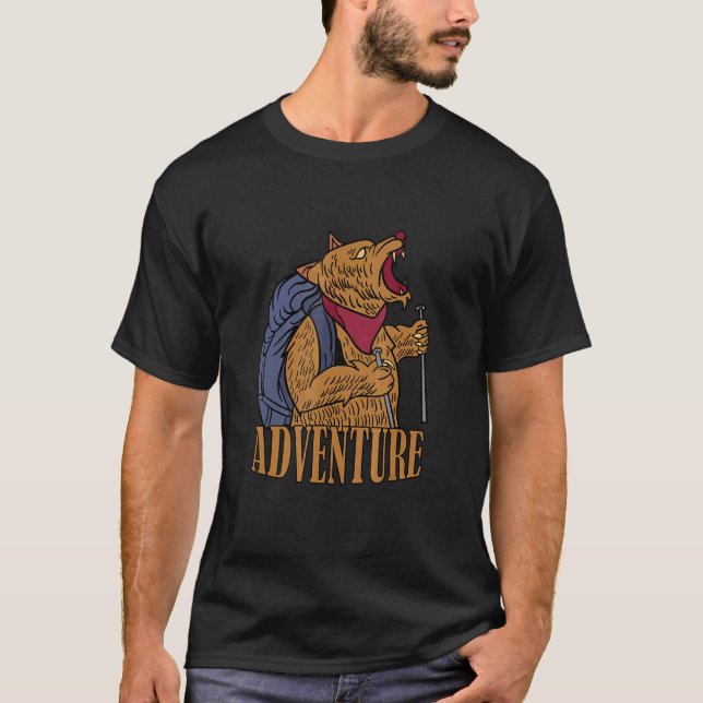Adventure Cat Kitten Rock Climbing Mountain Hiking T-Shirt (Front)