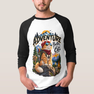 Adventure Cat Mountain Camping Orange Tabby T-Shirt