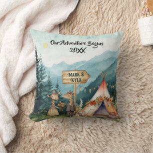 Adventure Christmas Couple Newlywed Personalise Cushion