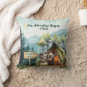 Adventure Christmas Couple Newlywed Personalise Cushion