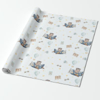 Adventure Cute Aviation Bear Blue Plane