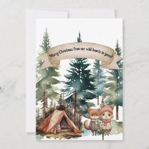 Adventure Cute Couple Kawaii Outdoor Christmas  Holiday Card