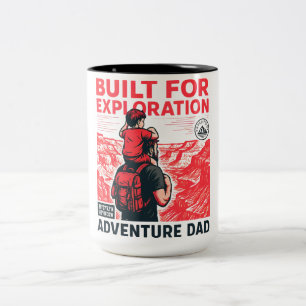 Adventure Dad – BUILT FOR EXPLORATION Two-Tone Coffee Mug