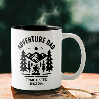 Adventure Dad Custom Hiking Scene – Trail Tested Two-Tone Coffee Mug