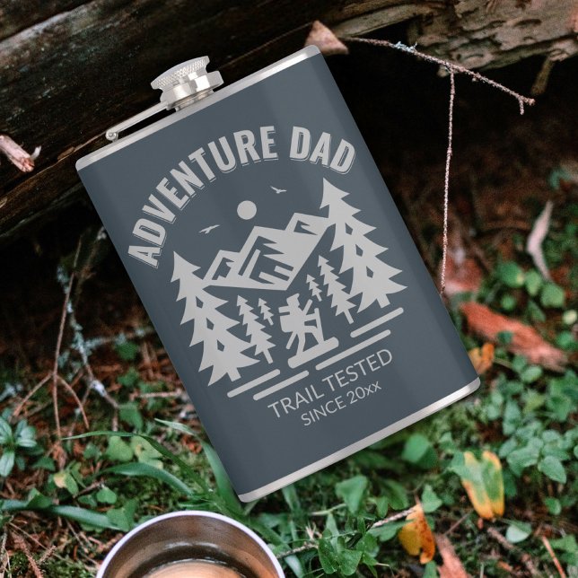 Adventure Dad Trail Tested – Charcoal Keepsake Hip Flask (Creator Uploaded)