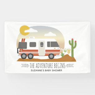 Adventure Desert Motorhome Neutral Baby Shower Banner