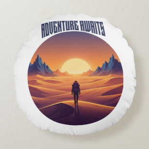 Adventure Desert Tee — Chasing Dunes & Desert Sky Round Cushion