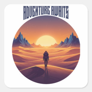 Adventure Desert Tee — Chasing Dunes & Desert Sky Square Sticker
