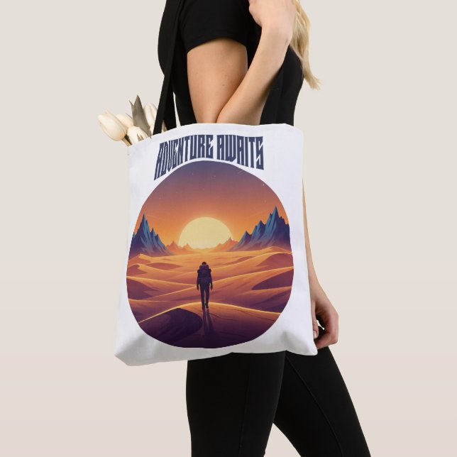 Adventure Desert Tee — Chasing Dunes & Desert Sky Tote Bag (Close Up)