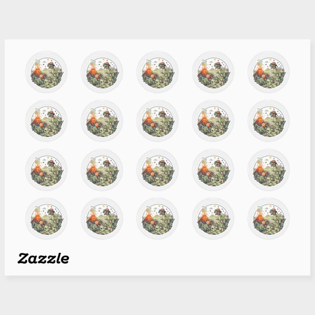 Adventure Dinosaurs  Classic Round Sticker (Sheet)