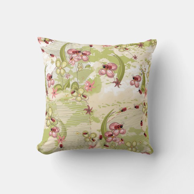 Adventure Ditsy Ladybirds Cushion (Front)