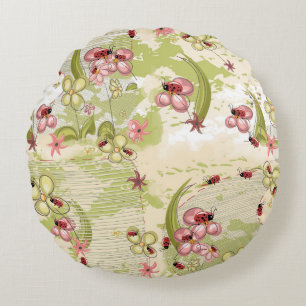 Adventure Ditsy Ladybirds Round Cushion