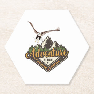 Adventure Eagle Hiking Mountains Paper Coaster