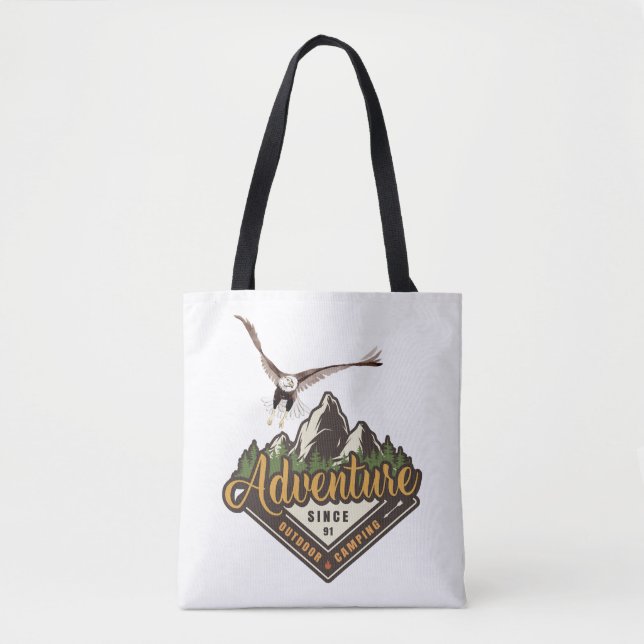 Adventure Eagle Hiking Mountains Tote Bag (Front)