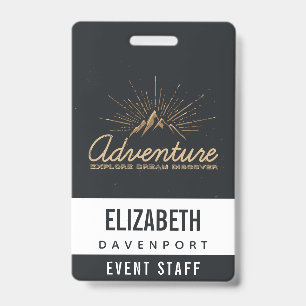 Adventure Explore Dream Discover Typography ID Badge