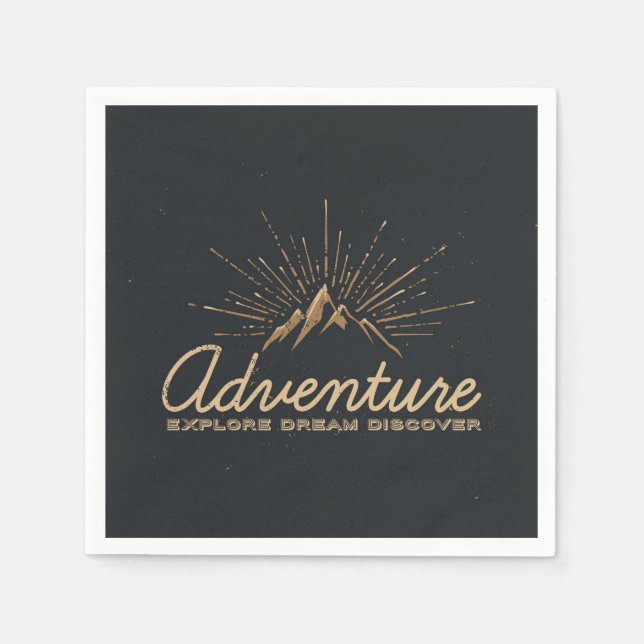 Adventure Explore Dream Discover Typography Napkin (Front)