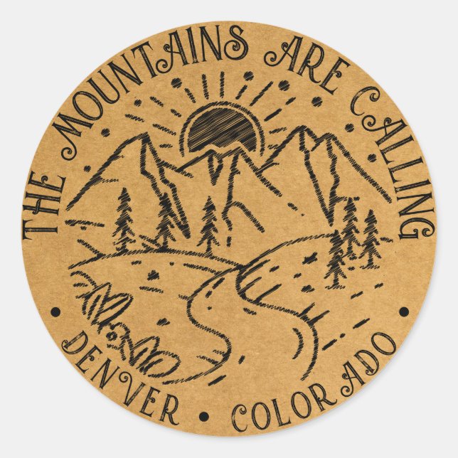 Adventure Explore Mountains Add Custom Location Classic Round Sticker (Front)