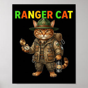 Adventure Explorer Kitty Wilderness Cartoon Poster
