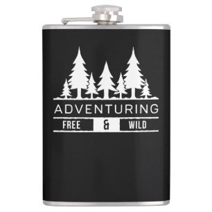 Adventure Forest Pines Free and Wild Nature Design Hip Flask