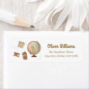 Adventure Globe Coffee Baby shower Return Address Label