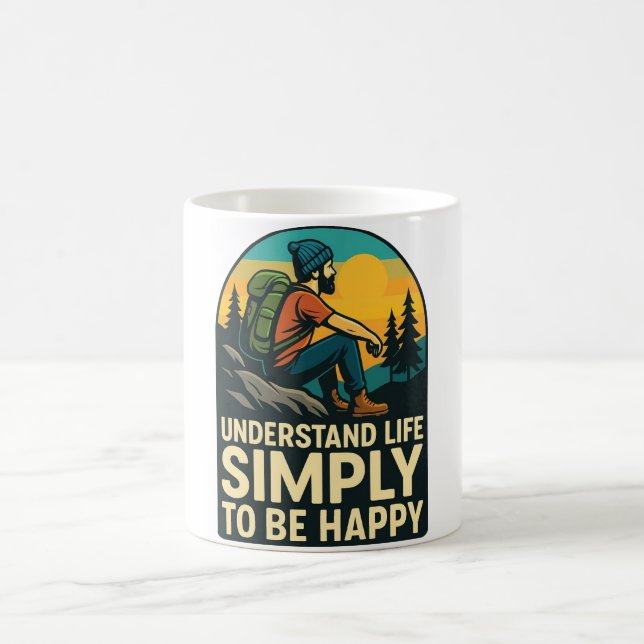 Adventure Hiking Retro Illustration Coffee Mug (Center)