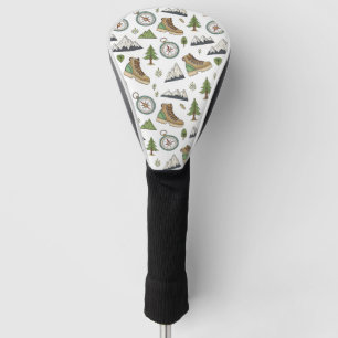 Adventure Hiking Seamless Pattern Golf Head Cover