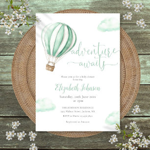 Adventure Hot Air Balloon Neutral Baby Shower Invitation