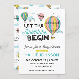 Adventure Hot Air Balloon Shower Invitation