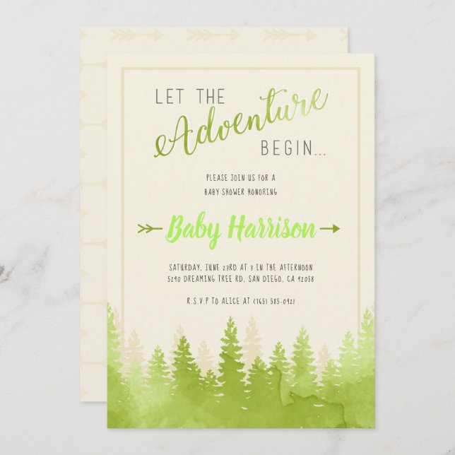 Adventure Invitation Baby Shower Sip and See Tree (Front/Back)