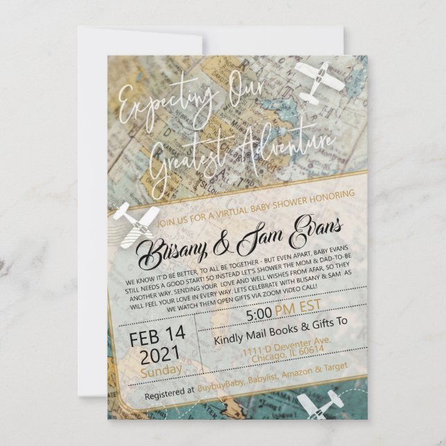 Adventure Invitation for Virtual Baby Shower (Front)