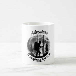 Adventure is awaiting for you outdoors mountain coffee mug