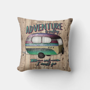 Adventure Is Calling And I must Go Mint Purple Cam Cushion