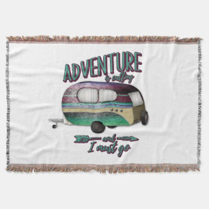 Adventure Is Calling And I must Go Mint Purple Cam Throw Blanket