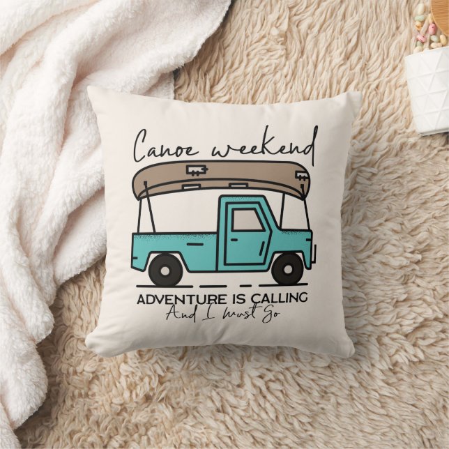 Adventure is Calling Canoe Pillow (Blanket)
