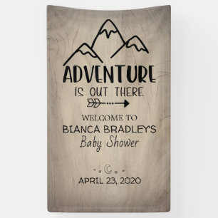 Adventure Is Out There Baby Shower   Rustic Wood Banner