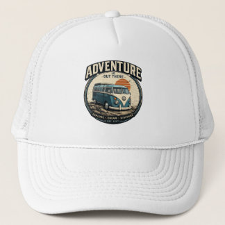 Adventure Is Out There – Retro Camper Van Graphic Trucker Hat