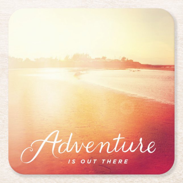 Adventure Is Out There Square Paper Coaster (Front)