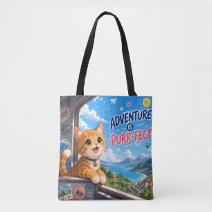 Adventure Is Purr-fect – Cute Anime Cat Travel Tote Bag