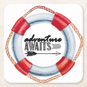 Adventure Life Ring Square Paper Coaster