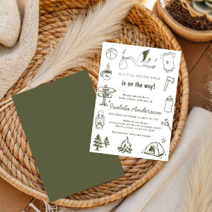 Adventure Little Camper Doodle boy baby shower Invitation
