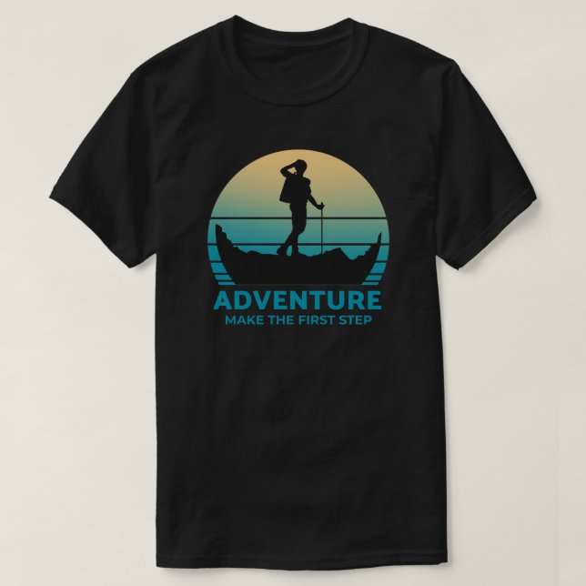 Adventure Make The First Step Retro Sunset T-Shirt (Design Front)